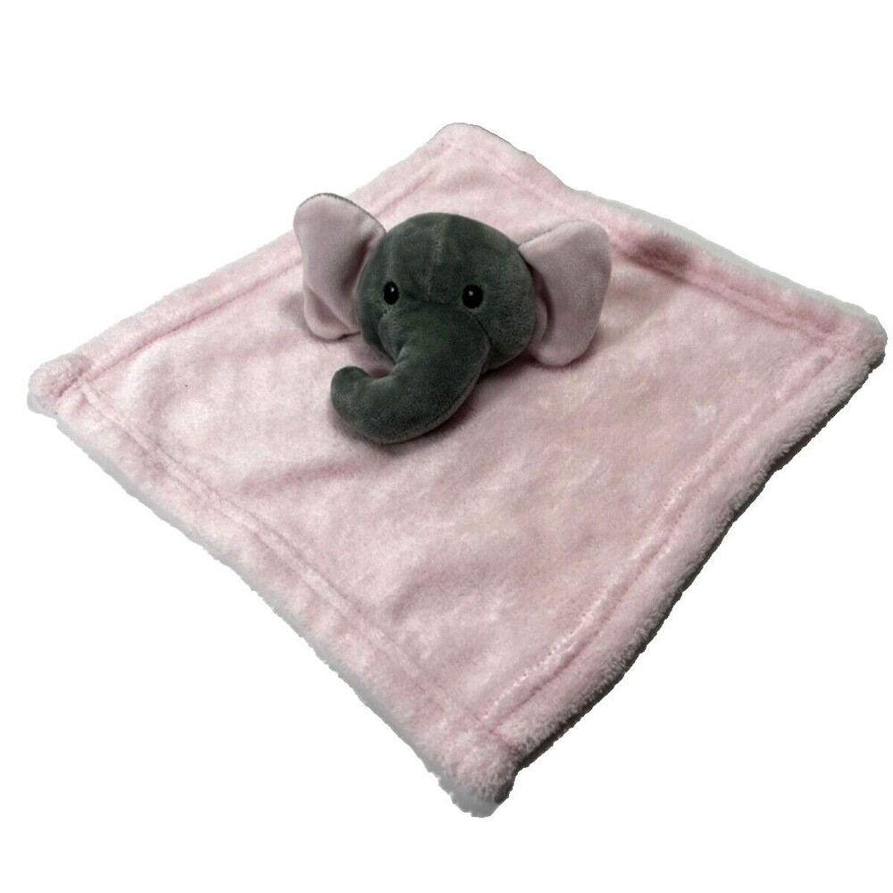 True Baby Gray and Pink Elephant Lovey Baby Security Blanket Plush